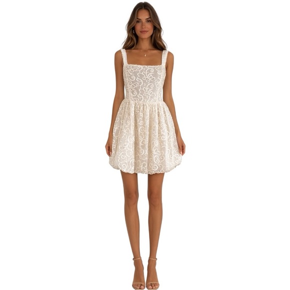 Layered With Love Dresses & Skirts - Layered With Love Embroidered Ivory Dress NWT Size L $168 Retail